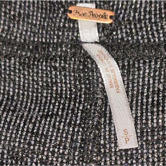 Free People Metallic Knit Jogger Gray Gold Milo Elastic Waist Pull On Size Small - Picture 7 of 8